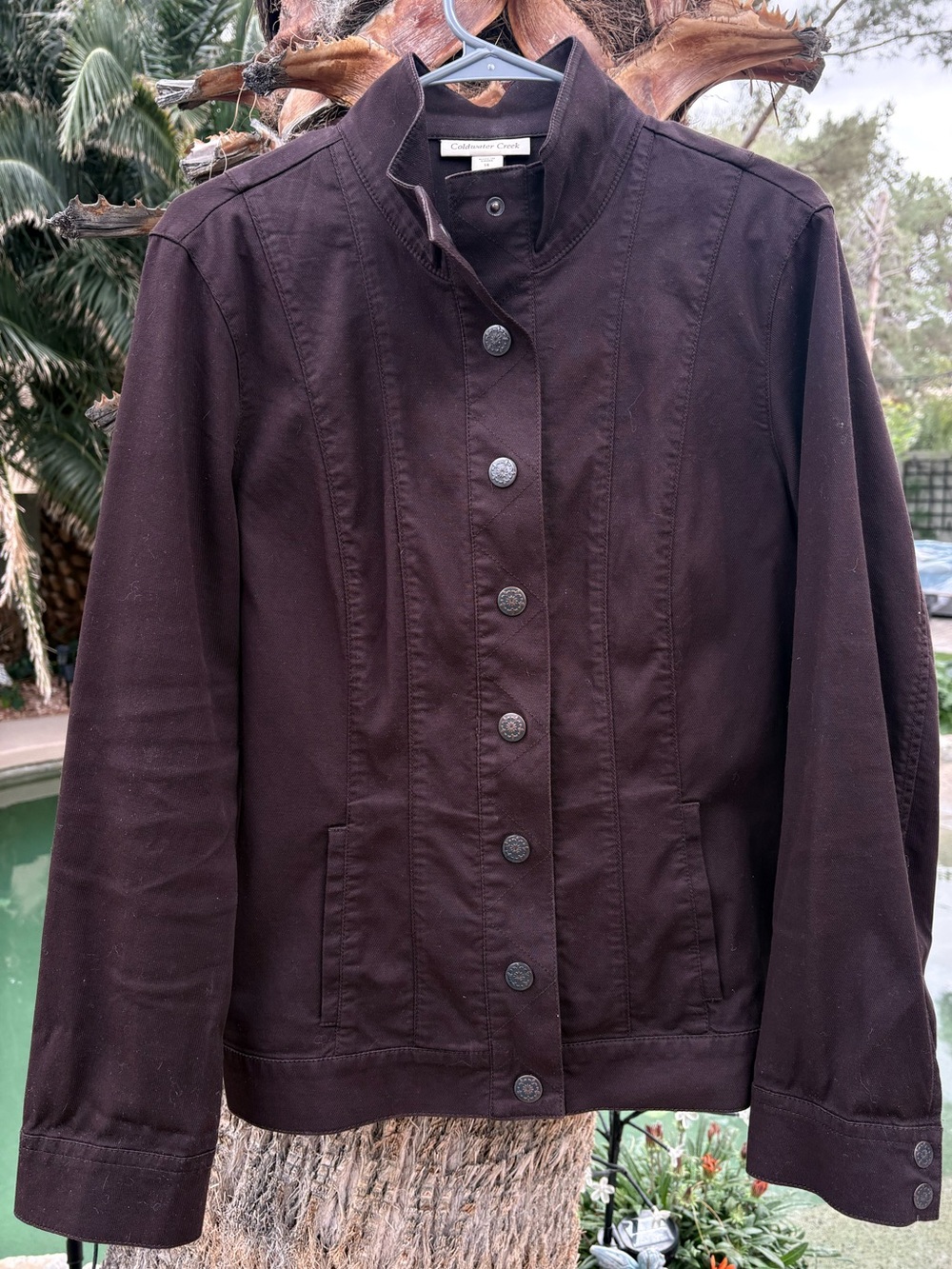 Coldwater Creek Women's Dark Chocolate Button-Up Jean Jacket